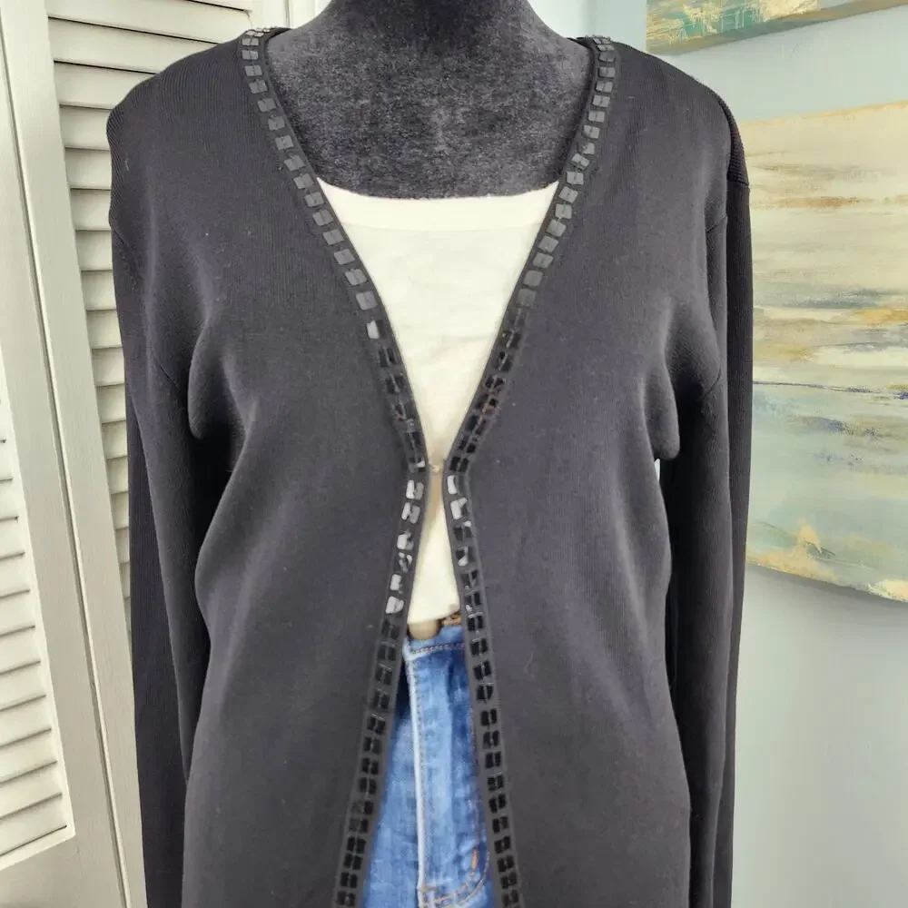 Dunnes Long Black Cardigan Size M/L Sequins Embellished